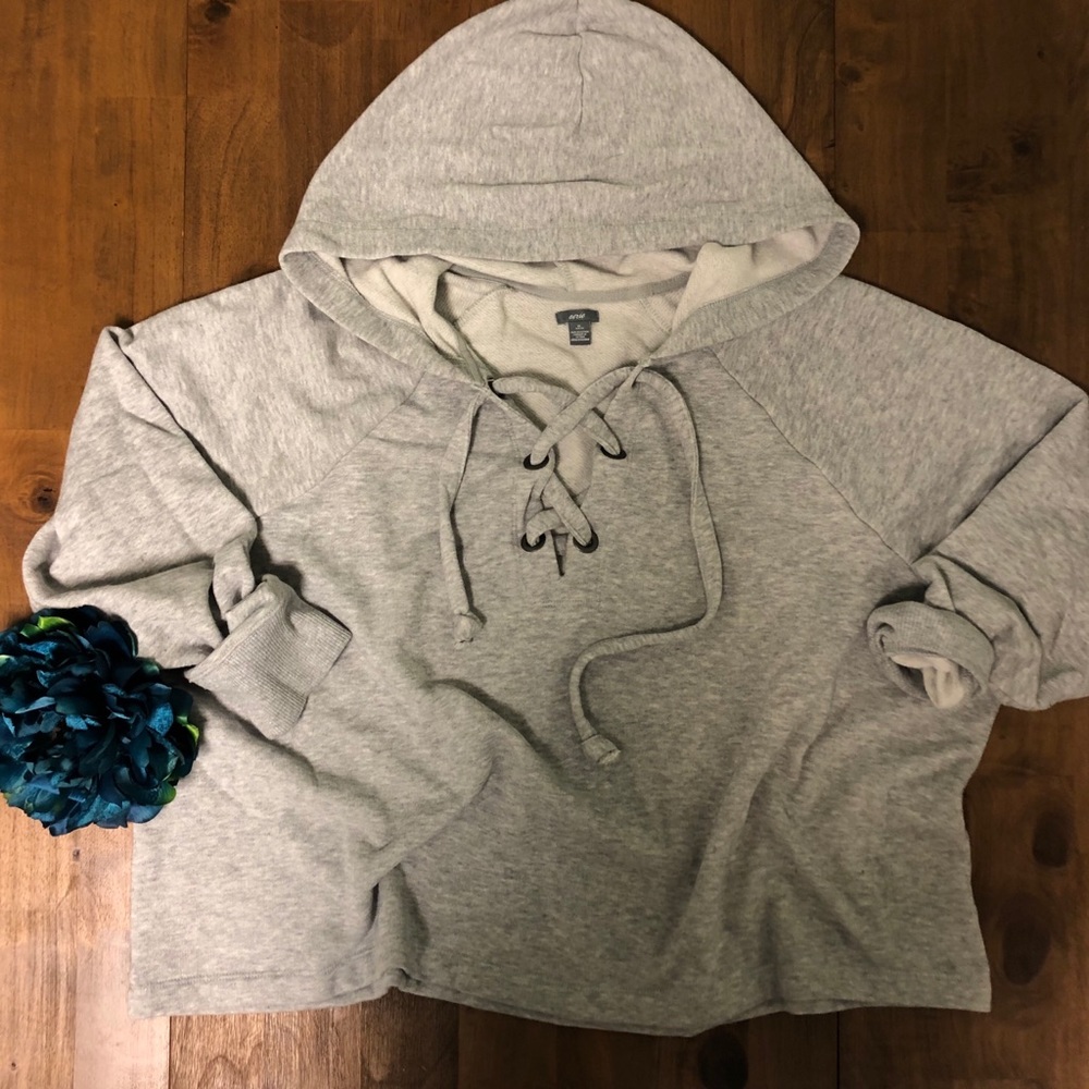 Aerie Tie Up Crop Hoodie - Picture 2 of 5